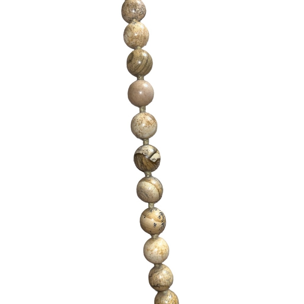Tan Marbled Stone Beaded Necklace - Picture 2 of 2